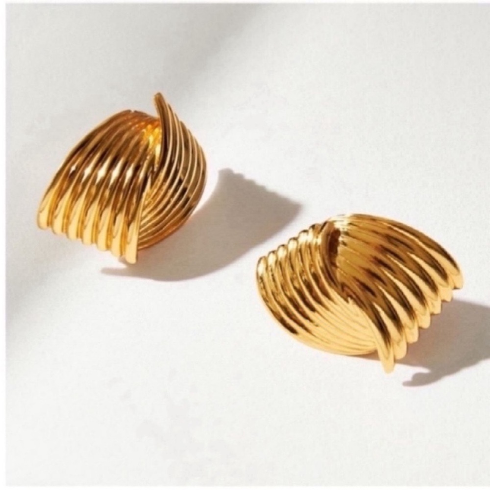 Anthropologie 18K Gold Plated Post Earrings NWOT